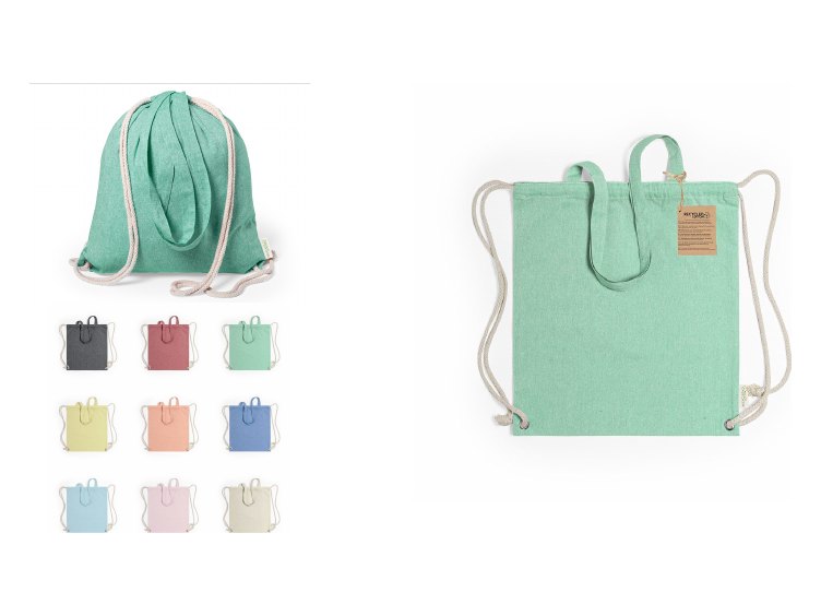 Bolsa-mochila de algodón personalizado con logo de empresa