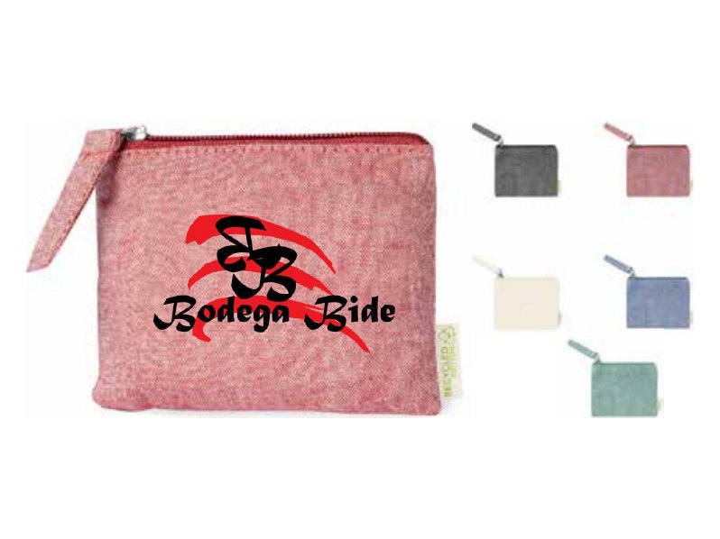 Monedero de algodón reciclado personalizado con logo de empresa