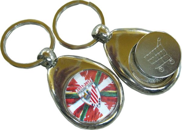 Llavero metálico personalizado con moneda de carro