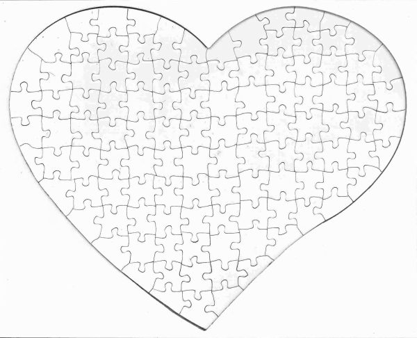 Puzzle corazón con marco nº 2, de 112 piezas (26 × 21 cm)
